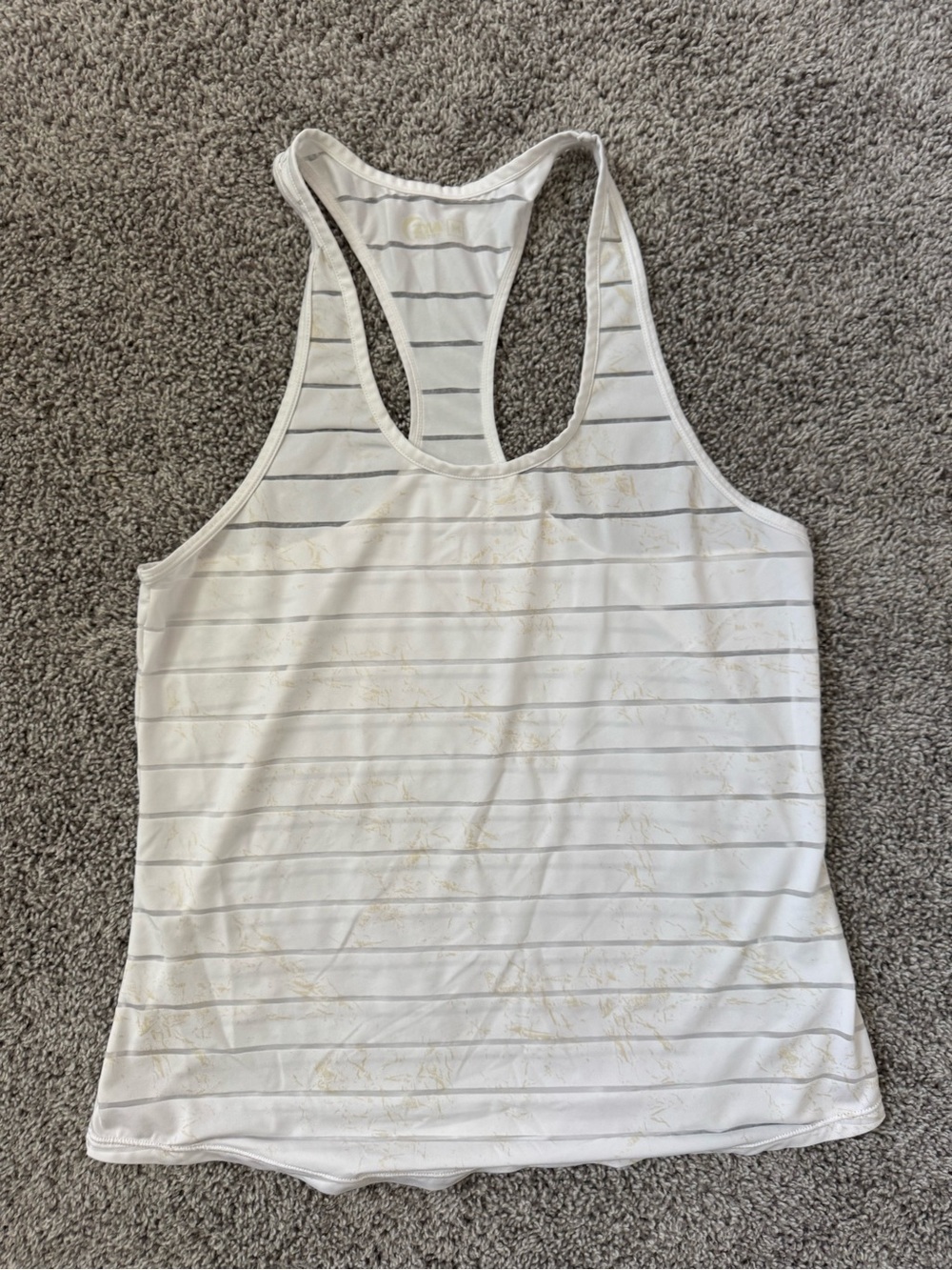 ZYIA White Tank Top with Gold Marbling Size M
